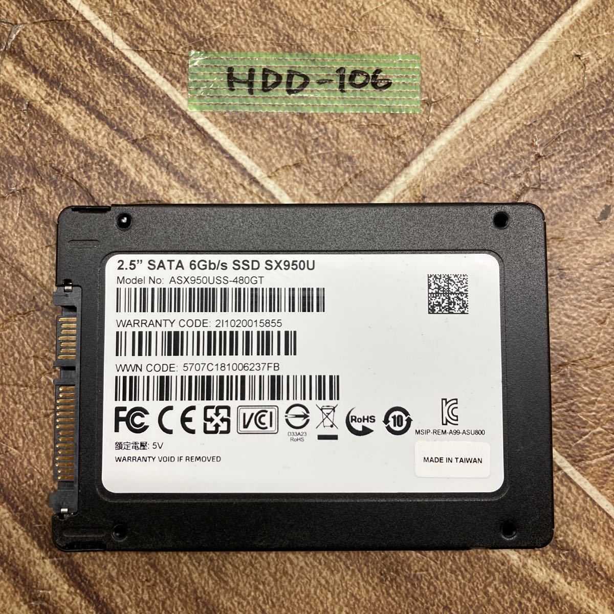 HDD-106 激安 SSD XPG SX950U 480GB 2.5インチ　SATA 内蔵HDD 　1740時間　Crystaldiskinfoにて正常品　中古_画像1