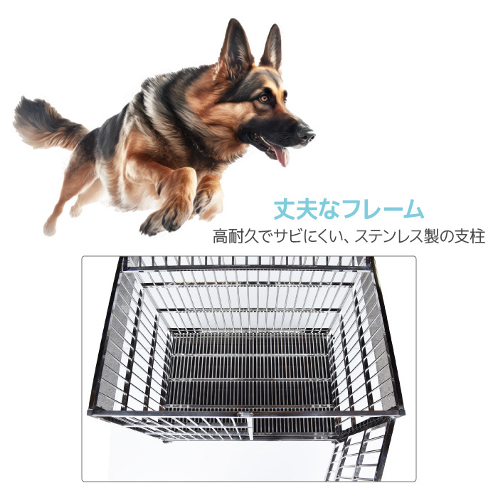 [ with translation ] made of stainless steel dog cage width 108× depth 72× height 104cm large dog kennel medium sized dog pet Circle gauge pet with casters .