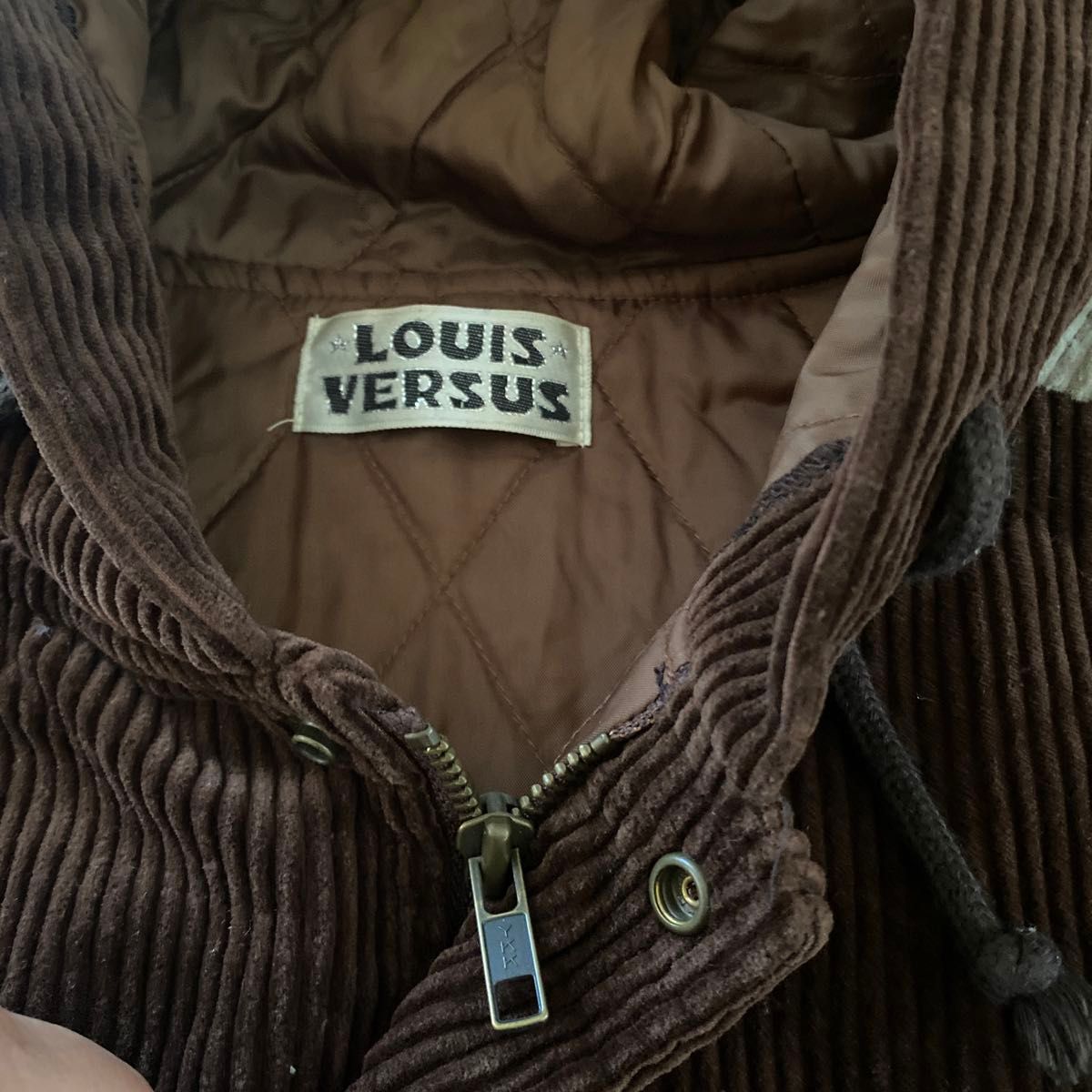LOUIS VERSUS ダウンパーカーコート　犬刺繍　コーデュロイ　XLサイズ