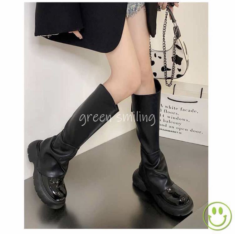 [SALE new goods unused ] black boots black shoes Korea stylish beautiful legs lovely .. lady's 