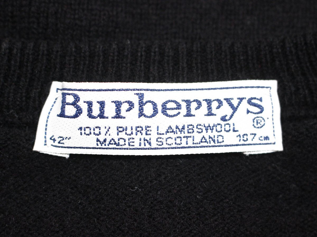 英国製 Burberrys' バーバリー ホース刺繍 Vネック ウールニットセーター 42 黒_画像3