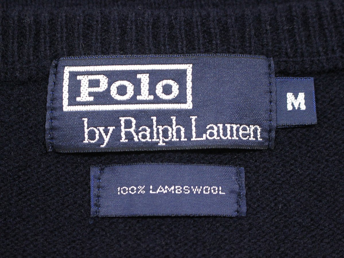 Ralph Lauren ラルフローレン ウールニットベスト M 濃紺ネイビー_画像3