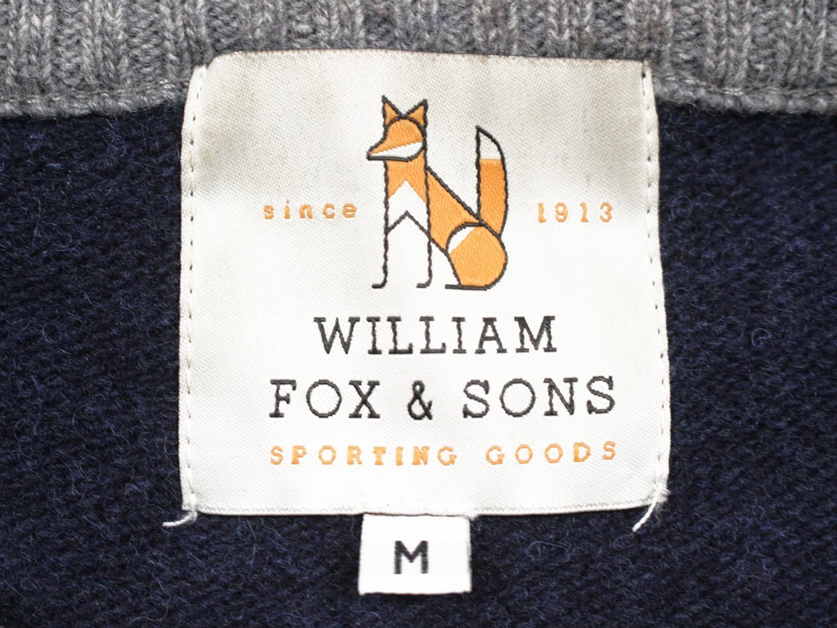 WILLIAM FOX & SONS ウィリアムフォックス&サンズ エルボーパッチ ウールニットセーター M ネイビー_画像3