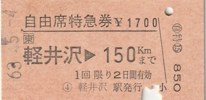 T059.JR東日本　信越本線　軽井沢⇒150キロ　63.5.4_画像1