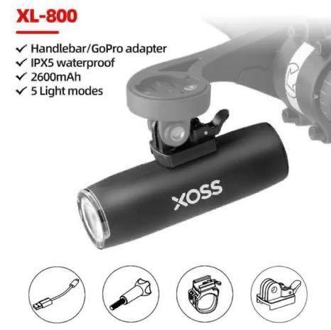 【新品】XOSS LED 自転車ヘッドライト USB充電式 800ルーメン XL800 超軽量アルミニウム ロードバイク 本体125g！_画像1
