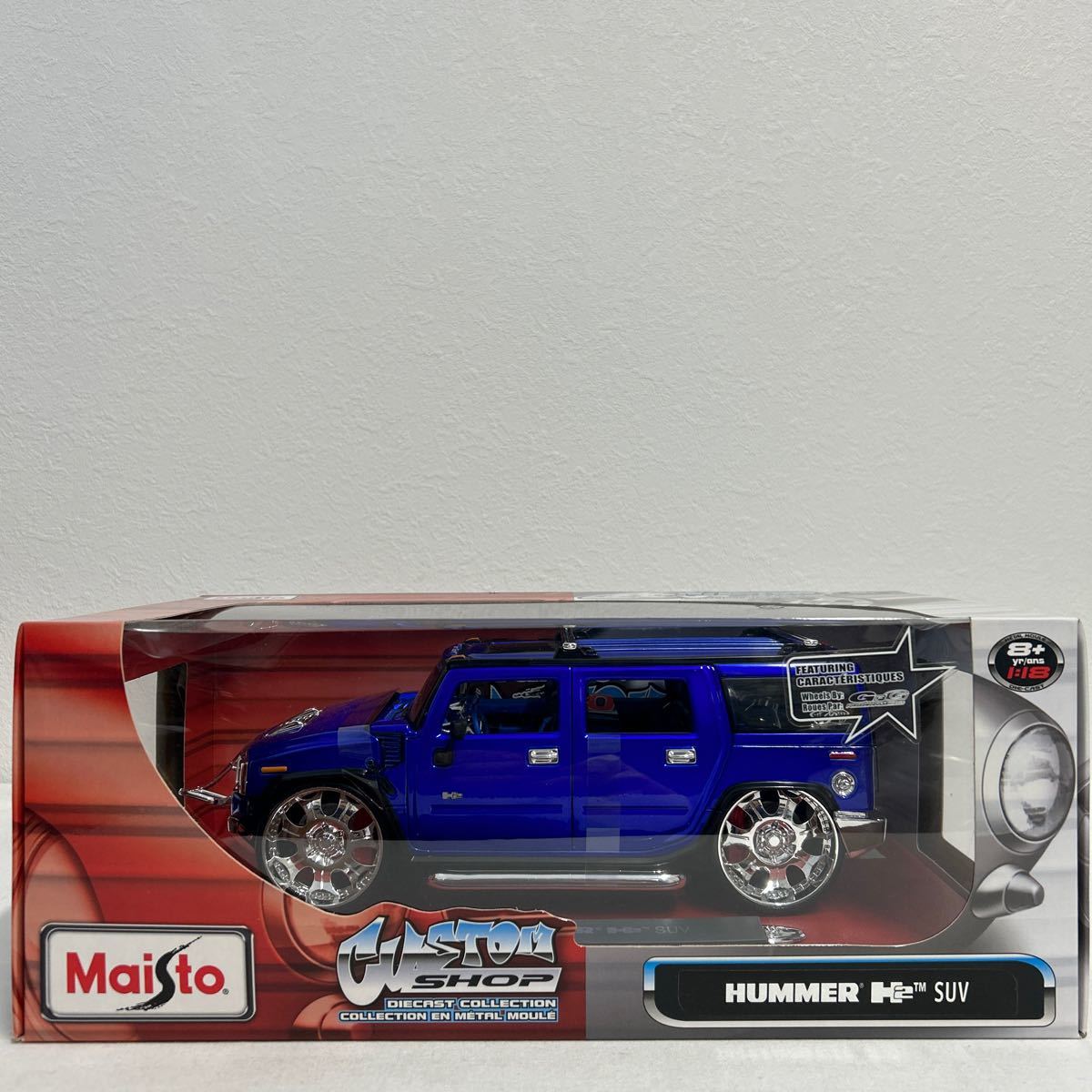 Maisto CUSTOM SHOP 1/18 HUMMER H2 SUV Blue GFG マイスト ハマー ブルー カスタム ミニカー モデルカー GM アメ車_画像1