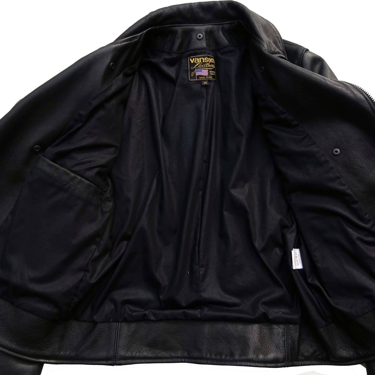 USA製　vanson バンソン C2C2D ダブルライダースジャケット38 レザージャケット 別注 BLACK ブラックシボレザーC2牛革価格196,900円税込み_画像8