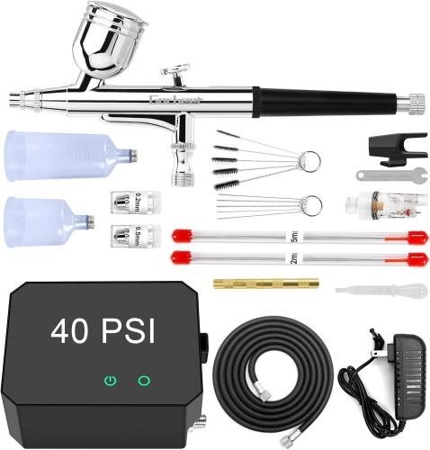 エアブラシ コンプレッサー ミニ エアブラシ セット 3段階圧力制御 ダブルアクション_画像1
