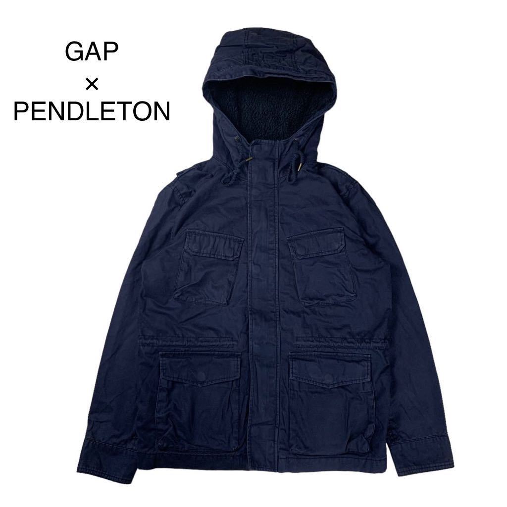 コラボ商品 GAP × PENDLETON コットンジャケット 裏地チェック パーカ ネイビー メンズ XSサイズ ダブルネーム ギャップ ペンドルトン_画像1