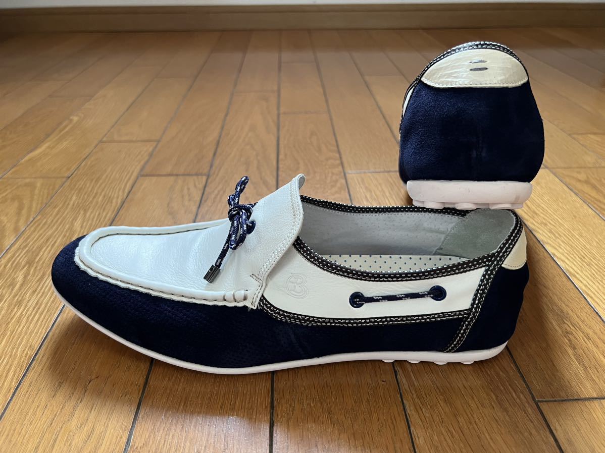  хорошая вещь LANVIN en Bleu Lanvin on голубой кожа обувь для вождения deck shoes 26.5