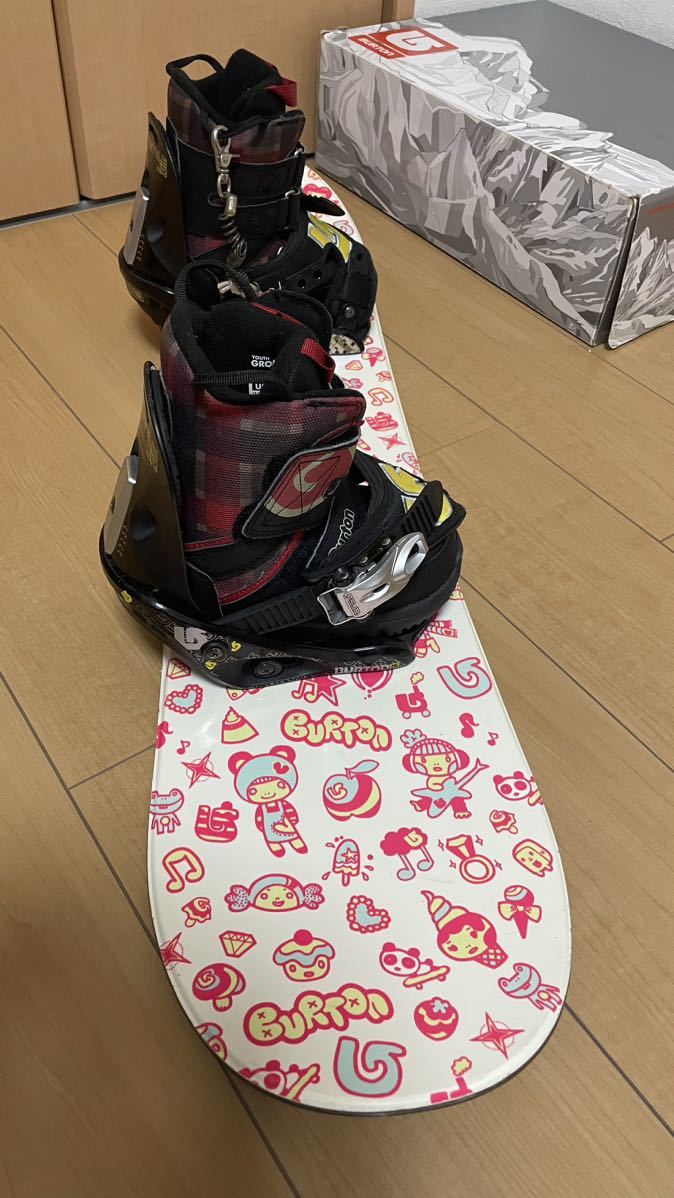 ☆USED キッズ・バートン・フルセット（ボード・ バイン・ブーツ付）おまけ ボードケース BURTON CHICKLET101 YOUTH GROM ★_画像5