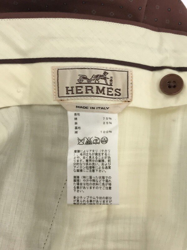 HERMES エルメス 14SS 総柄 テーパードスラックスパンツ バーガンディ 42 ITP1N3QCYW6P_画像3