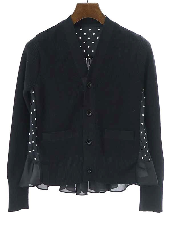sacai サカイ 23AW Polka Dot Print Knit Cardigan ポルカドットプリント カーディガン 23-06946 ブラック 1 ITLOHXKCDG9Q