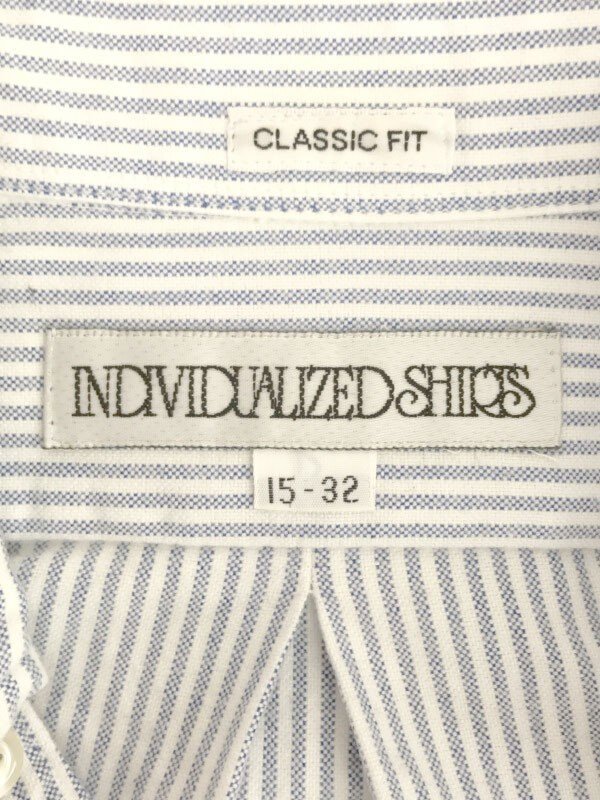 INDIVIDUALIZED SHIRTS インディビジュアライズド シャツ CLASSIC FIT コットンストライプB.Dシャツ ブルー ホワイト 15 ITZDT50K3V9S_画像3