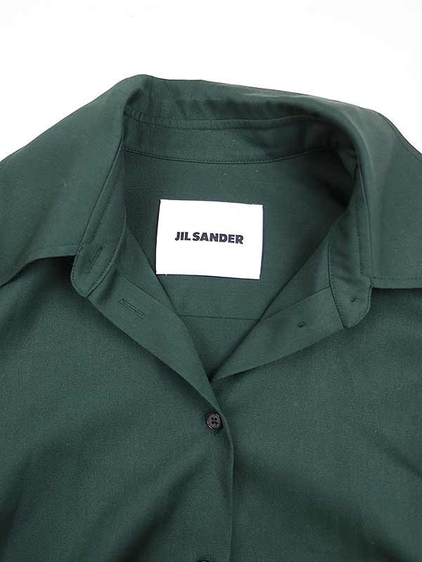 JIL SANDER ジルサンダー 21AW ポインテッドカラー ウールギャバジンシャツ グリーン 36 JSPT602605 ITWMXDLG6SC2_画像3