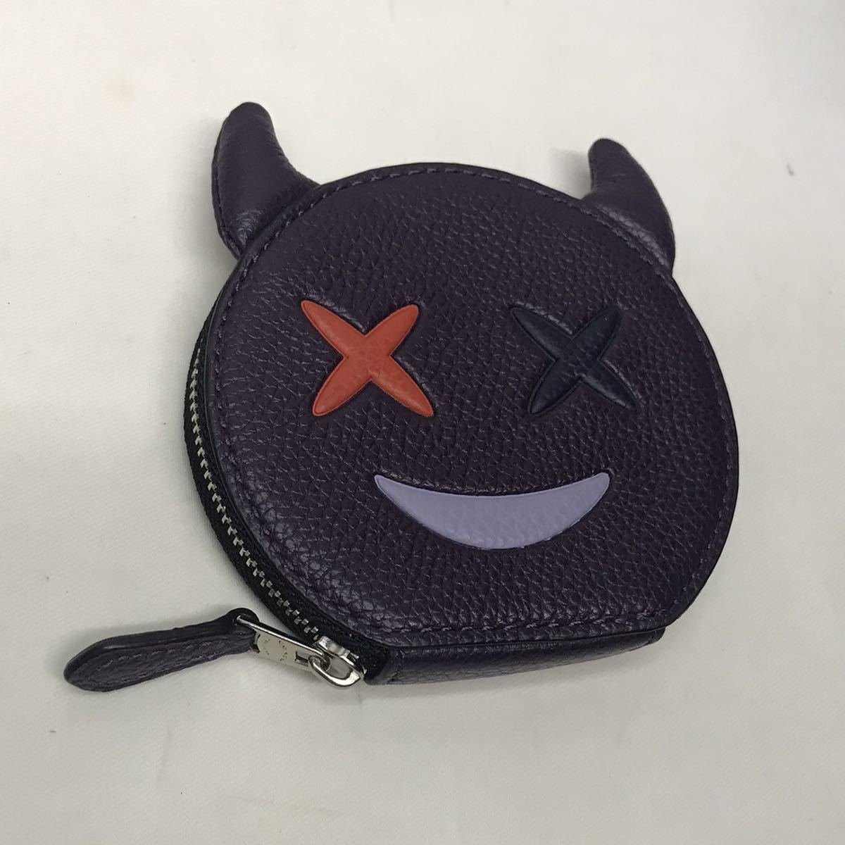 【美品】COACH コーチコインケース　小銭入れ ミニ財布 レザー　紫　デビル　チーキー/ポリッシュド/ペプル/CHEEKY_画像1