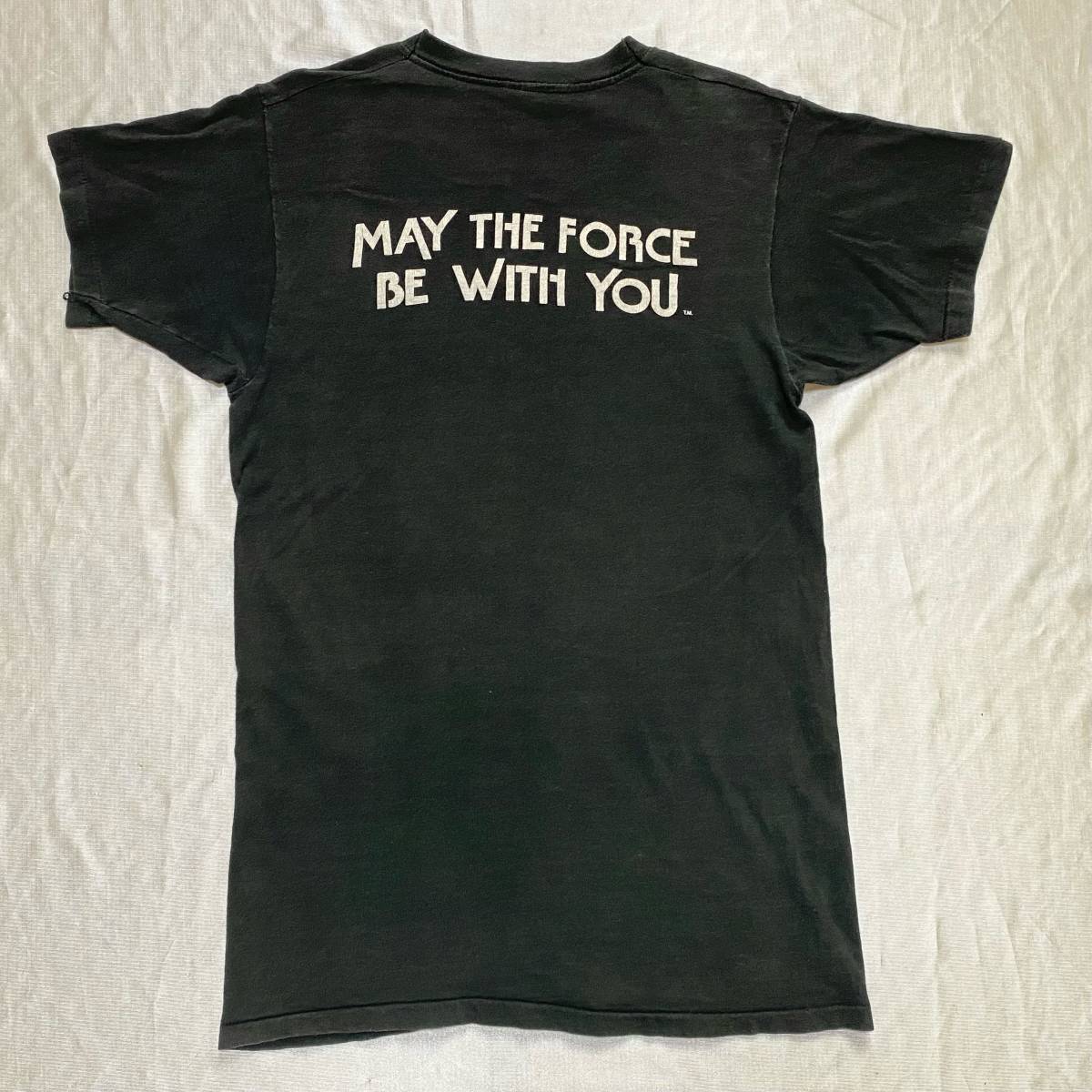  70s 1977年　ビンテージ STAR WARS スターウォーズ 新たなる希望 「MAY THE FORCE BE WITH YOU 」 EP4　Tシャツ　映画　プロモ_画像2