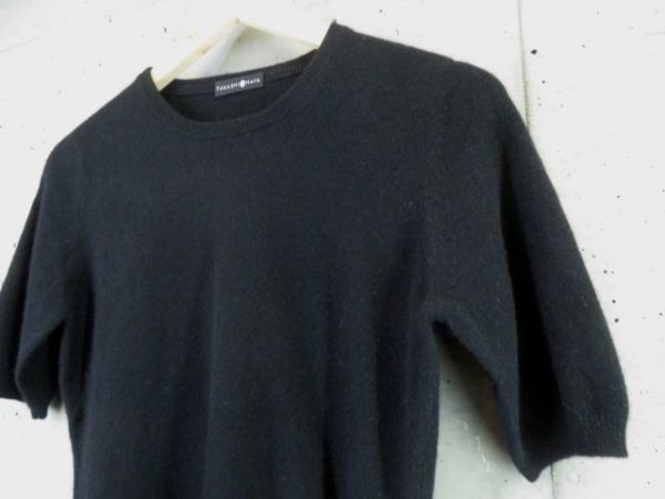 5021s14◆良品です◆カシミヤ100％◆TAKASHIMAYA 髙島屋 半袖カシミヤニットセーター M/ブラック黒/カーディガン/レディース/女性/婦人_画像3