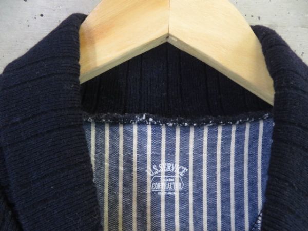 003m37* beautiful goods * Hollywood Ranch Market *U.S.SERVICE shawl color collar knitted sweat pants L/ sweater / sweatshirt / jacket / shirt 