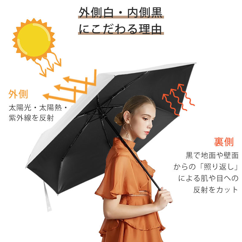 【送料無料】日傘 完全遮光 遮光率100% UV遮蔽率100% 自動開閉 晴雨兼用 遮熱効果 折りたたみ 軽量 UVカット 紫外線対策 （新品・未使用）_画像3