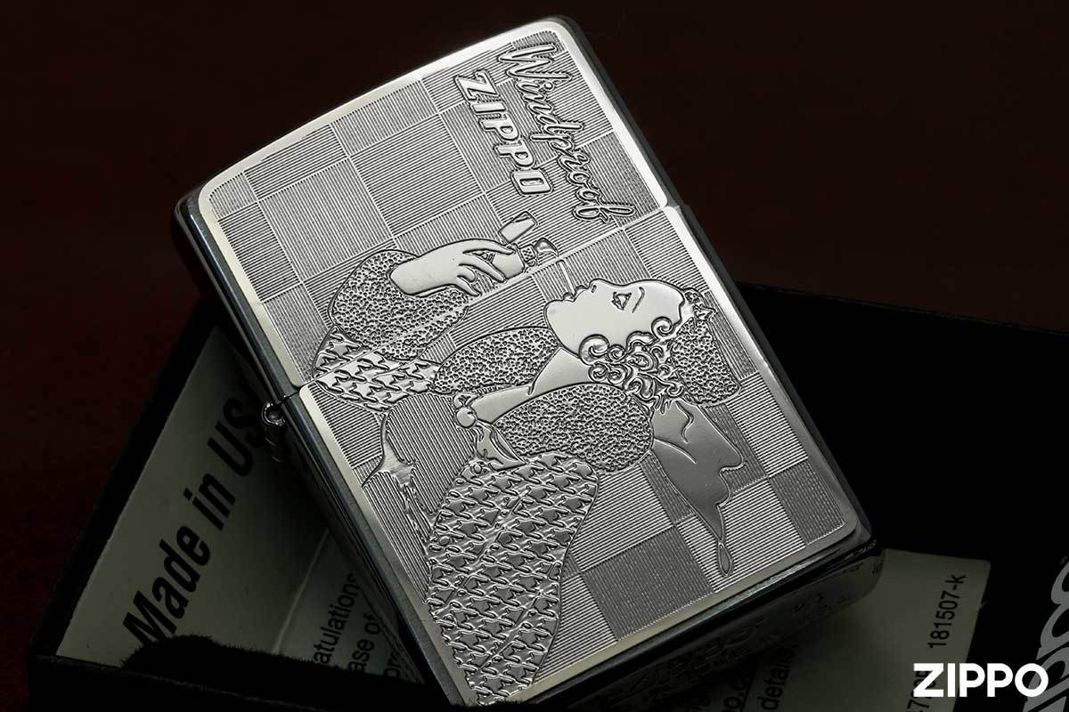 Zippo ジッポライター Windy Metal White Nickel Plate ウィンディー メタルプレート 2MP-WINDY メール便可_画像3