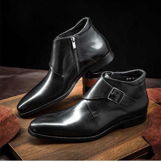 チェルシーブーツ ブーツ メンズシューズ　牛革　ビジネスシューズ　イギリス風　革靴　 フォーマル　本革　紳士靴　ブラック　25.5cm