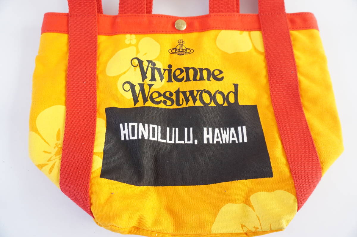 Vivienne Westwood/ヴィヴィアンウエストウッド*トートバッグ ハンドバッグ/鞄*HONOLULU HAWAII/ハワイ限定*ハイビスカス柄*_画像2