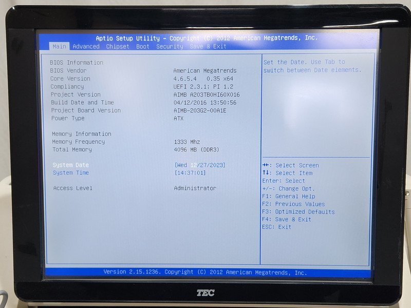 [現状品] 東芝テック TEC 事務コン SJ-8500-R OS無し キーボード/マウス/専用ペン付 通電・BIOS確認OK (1)_画像6