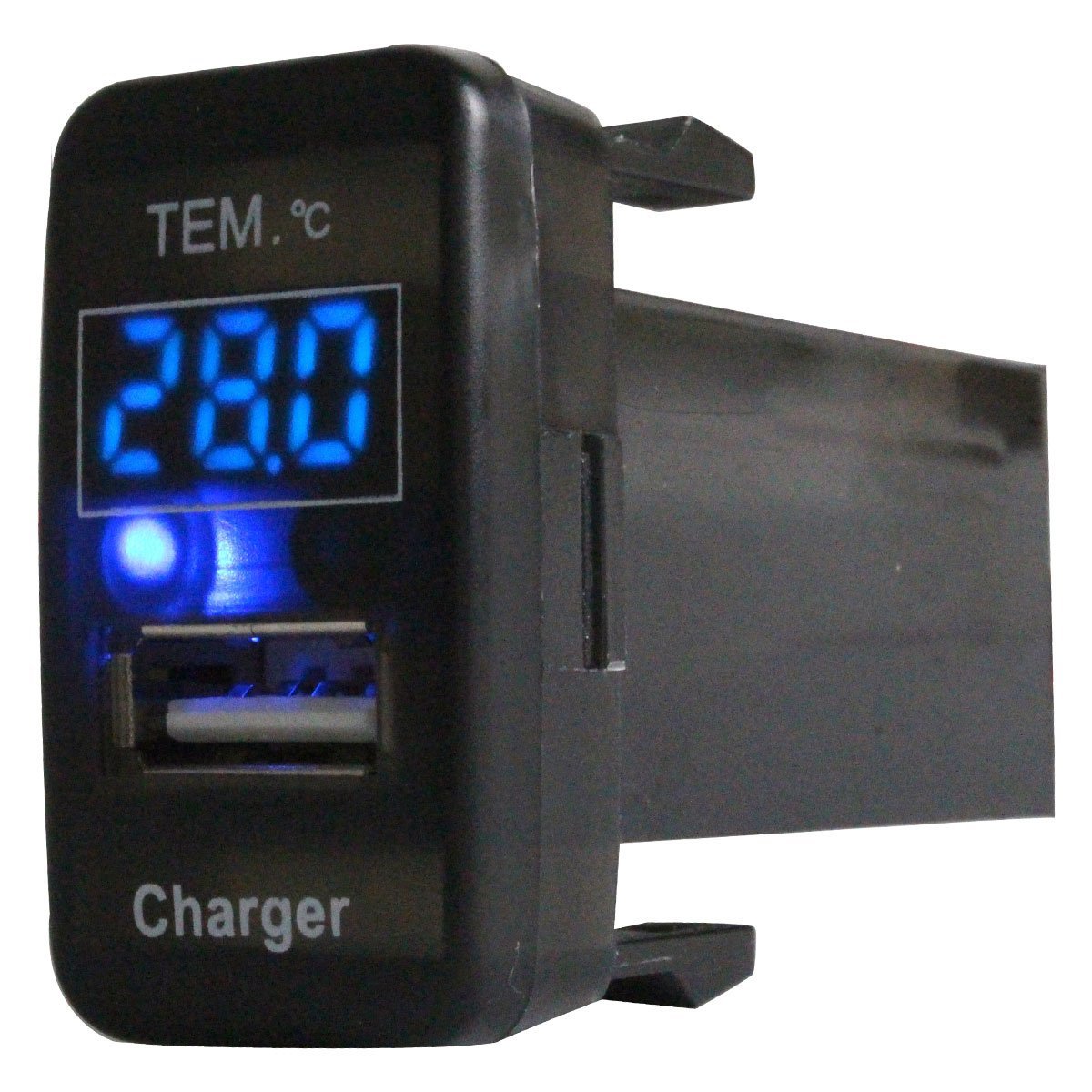 【トヨタB】 ラウム NCZ20系 H15.5～H23.10 LED/ブルー 温度計+USBポート 充電 12V 2.1A 増設 パネル USBスイッチホールカバー 電源_画像1