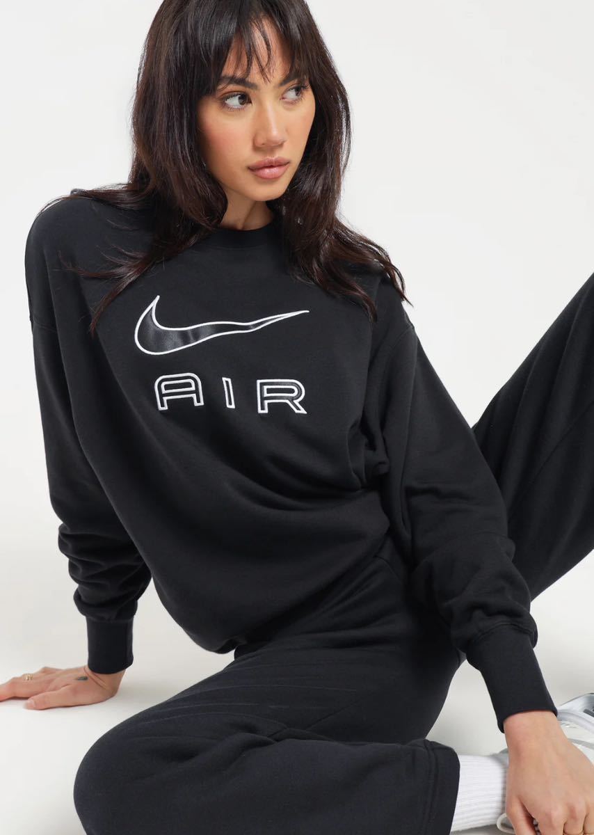 XL 新品 NIKE AIR ナイキエア ビッグロゴ 上下 スウェット セットアップ スウェットクルー トレーナー ジョガーパンツ スウェットパンツ 黒