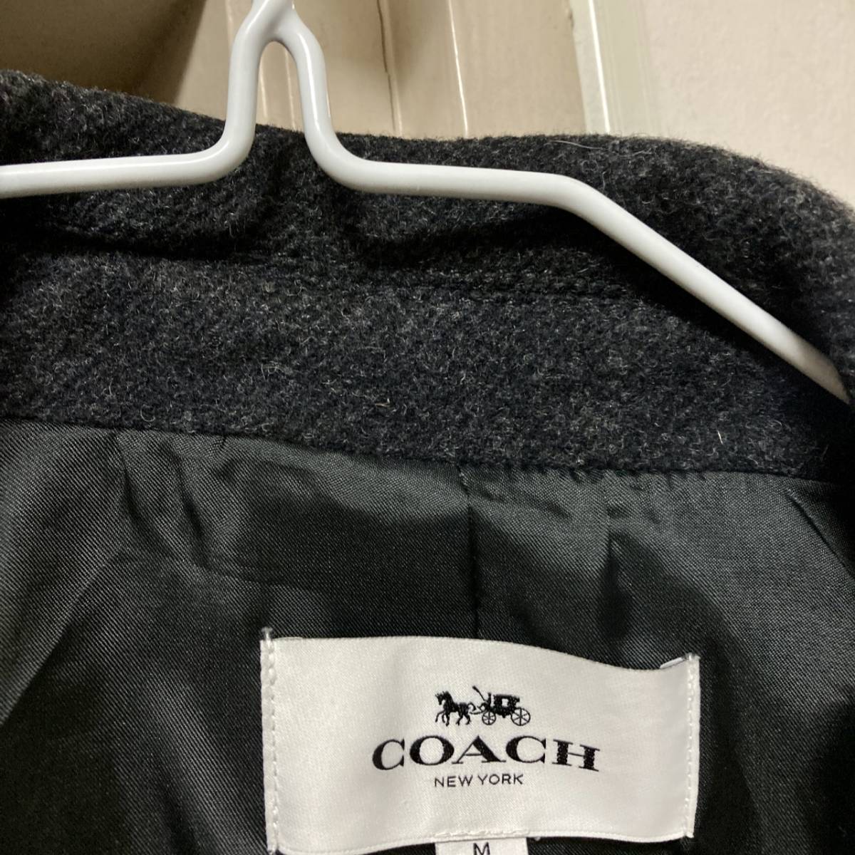 125Y2301122T 未使用級 超美品 COACH コーチ メンズ ウール Pコート ピーコート 検 ビジネス ジャケット ブルゾン ダウン レザー_画像6