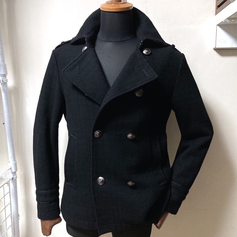 68Y2301122Y 超美品 BURBERRY BLACK バーバリー メンズ ウール Pコート ピーコート 検 ジャケット ブルゾン ダウン レザー 黒_画像2