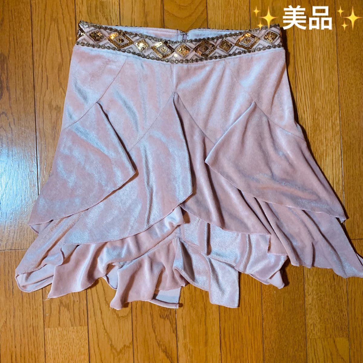 【美品】ロジータ　デザイン　スカート　膝上　ベルベット　スパンコール　ゴージャス