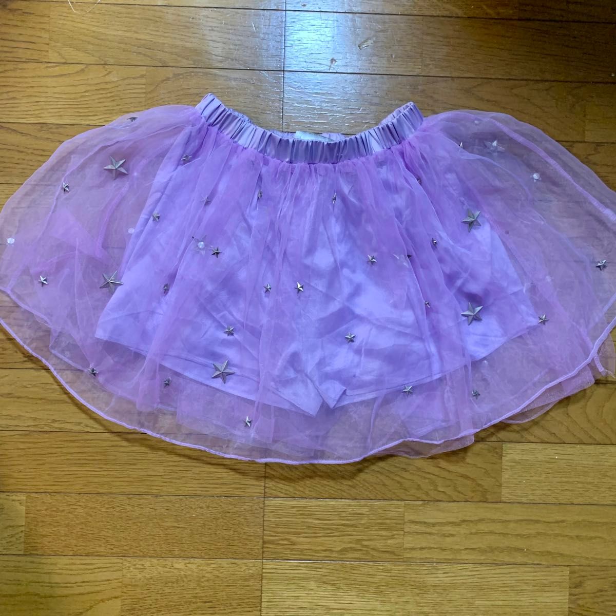 チュールスカート　ミニスカート  ダンス　衣装　フリーサイズ　パープル　星　W60〜66 仮装　キュロット