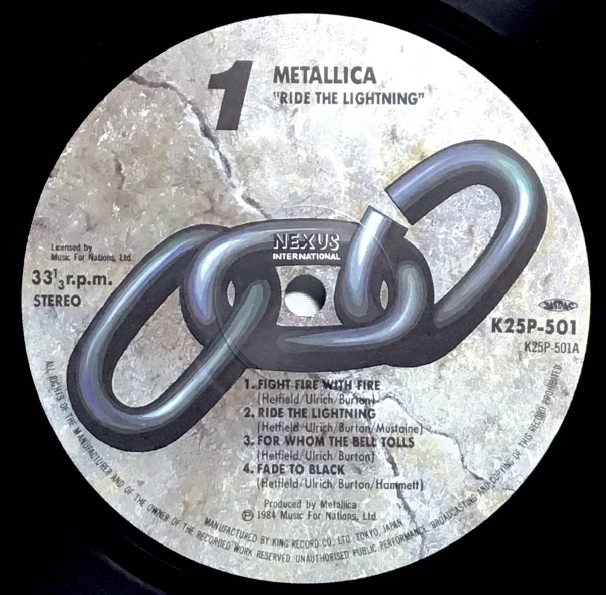 【日LP】 メタリカ METALLICA / ライド・ザ・ライトニング RIDE IN LIGHTNING / 1984 国内盤 LPレコード K25P-501_画像6