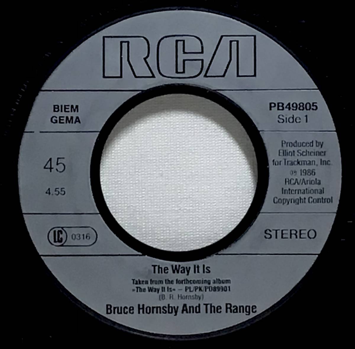 【西独7】 BRUCE HORNSBY AND THE RANGE / THE WAY IT IS ( 2PAC / CHANGES 元ネタ) / 1986 西ドイツ盤 7インチシングルレコード EP 45_画像4