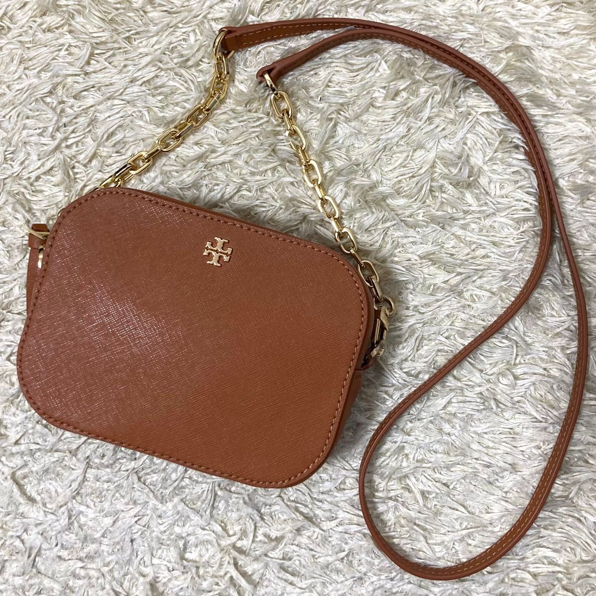 【極美品】TORY BURCH トリーバーチ ショルダーバッグ レザー キャメル 茶 エマーソン カメラバッグ