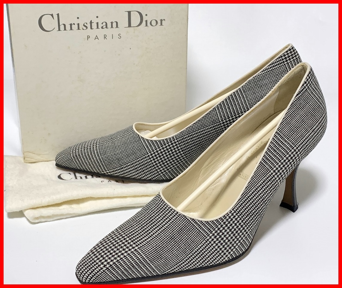  быстрое решение Christian Dior Christian Dior 7.5≒24cm туфли-лодочки белый чёрный женский jcu