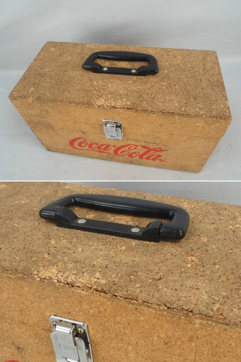 6N230925　Coca-Cola コカ・コーラ ケース 箱 カセットテープ入れ コルク製_画像4