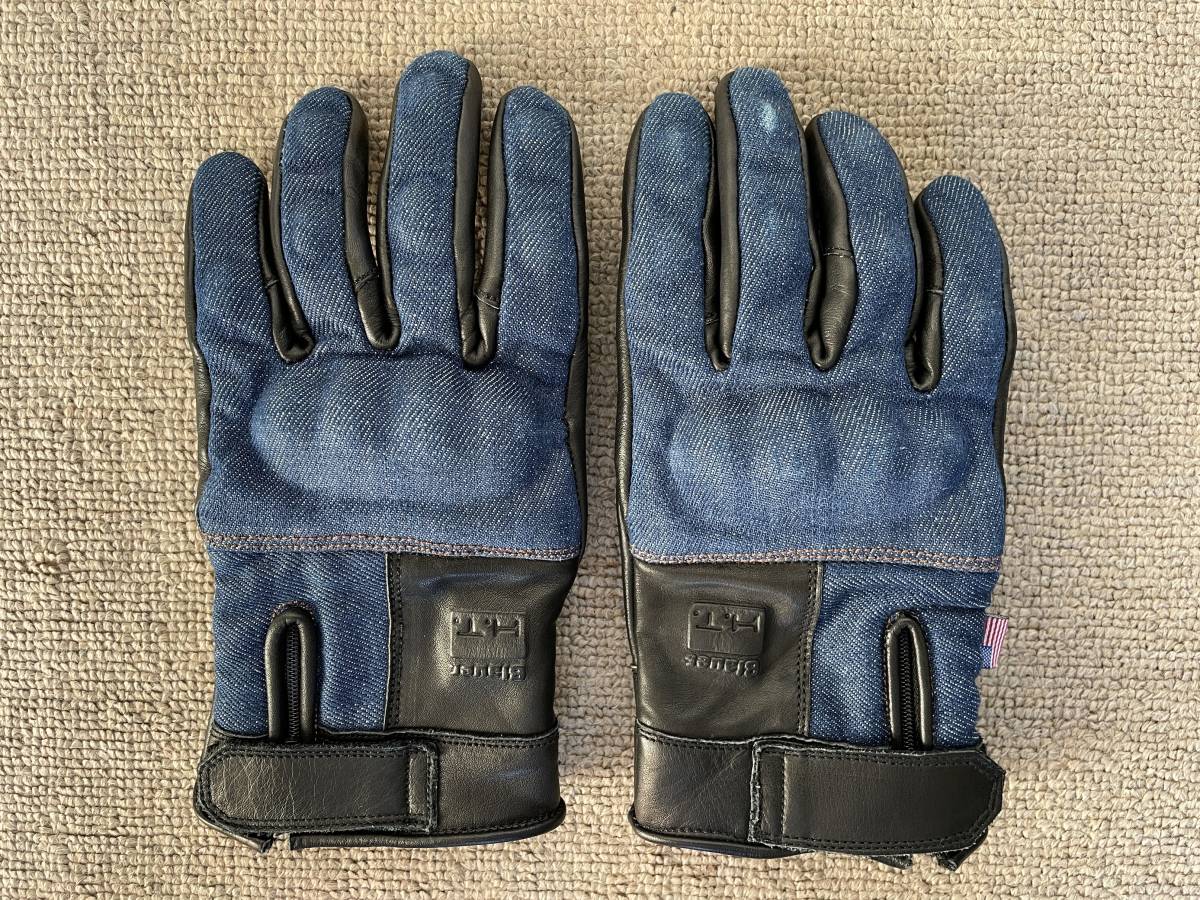 Blauer H.T. ブラウアー GLOVE COMBO DENIM HG03 BLACK グローブ コンボ デニム 黒 S_画像1