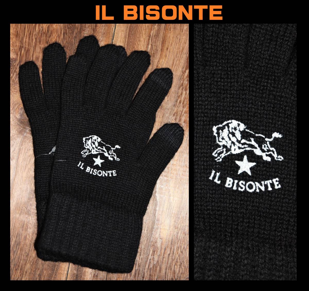 送料無料 即決【未使用】 IL BISONTE ★ ニットグローブ 手袋 (2/メンズ) ★ イルビゾンテ 日本製 正規品 バッファロー_画像1