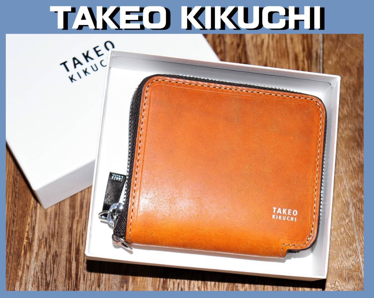 送料無料 特価即決【未使用】 TAKEO KIKUCHI ★ 牛革 ラウンドファスナー型 二つ折り財布 マルゴ ★ タケオキクチ 780603 定価1万4300円 ②_画像1