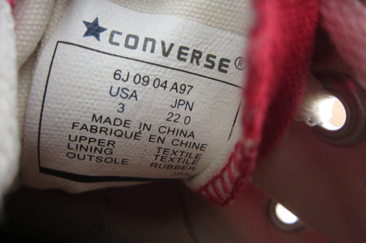 CONVERSE コンバース ALL STAR オールスター 6J 09 04 A97 HI ハイカットスニーカーパンプス 赤 22㎝ O2312A_画像6