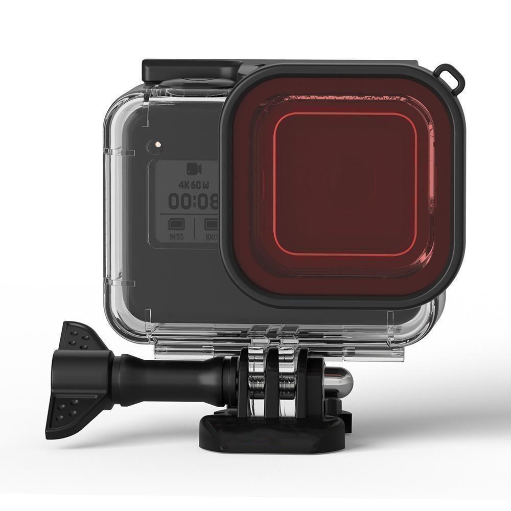 Z55【送料無料】GoPro hero8black専用 ハウジングケース セット 保護ケース 赤いフェルタ 保護フィルム 曇り防止シート_画像5