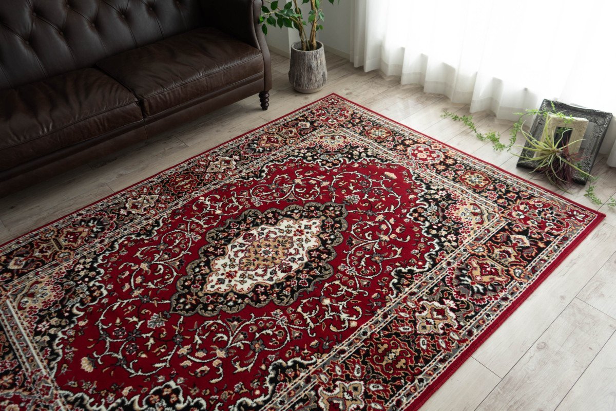 ■■カーペット ペルシャ 絨毯 ベルギー製 クラシック ウィルトン織り ラグマット 235ｘ235 cm 約4.5畳 レッド