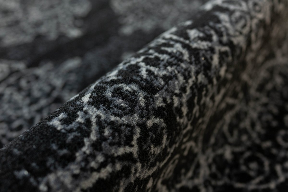 カーペット オーナメント ヴィンテージ アンティーク 調 ウィルトン織り ベルギー製 ラグ マット 絨毯 約200×250cm 3畳 ブラック_画像6