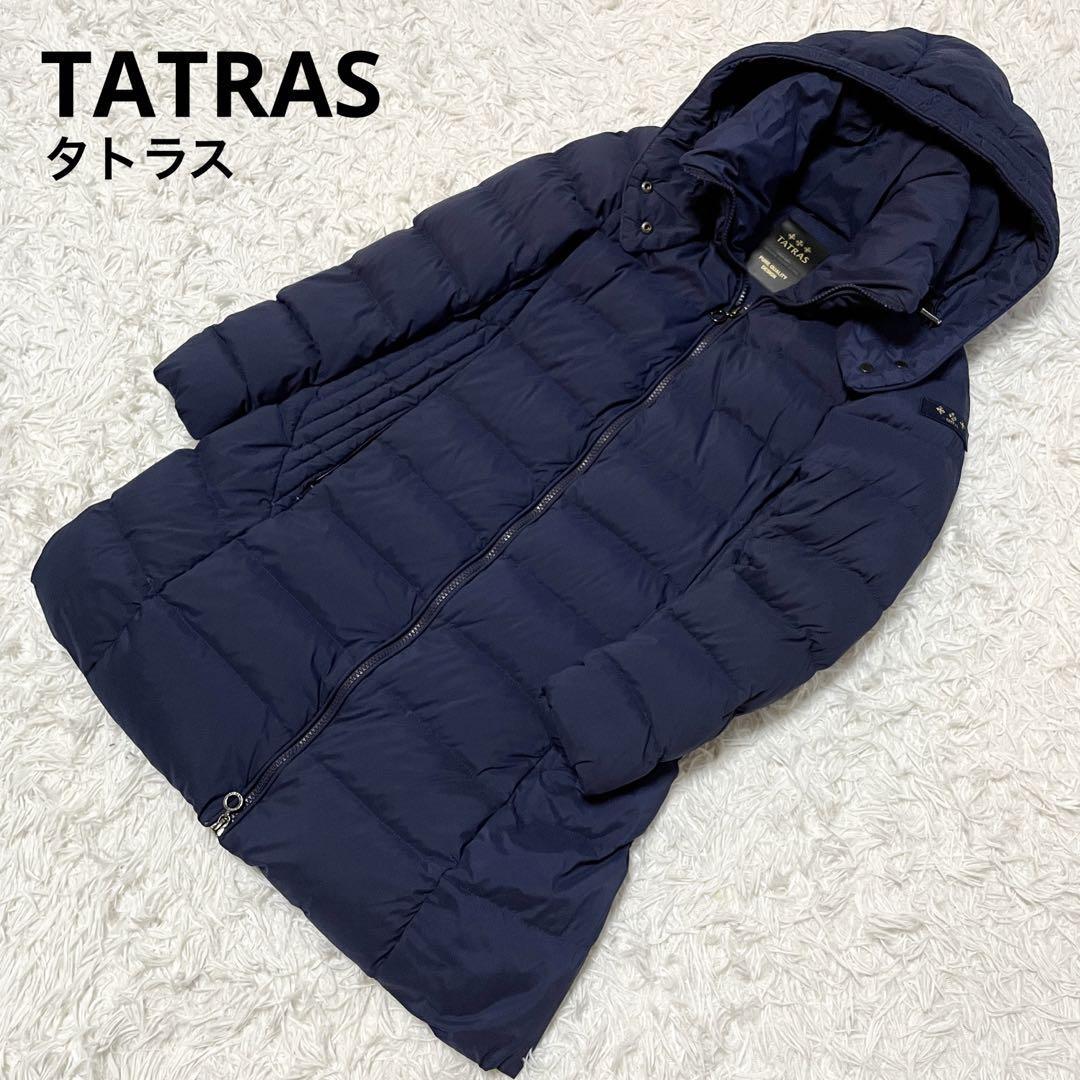 美品 TATRAS　タトラス ビームス別注 ポリテアマ ダウンコート Aライン 濃紺 ネイビー 01 S_画像1