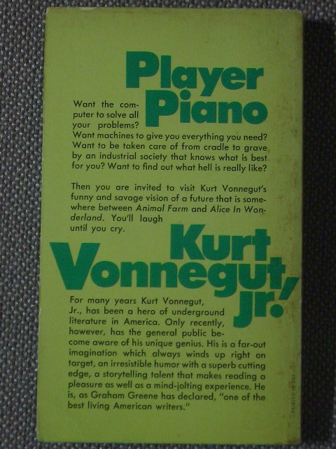Player Piano (KV5) 著/ Kurt Vonnegut, Jr. ペーパーバック　英語版 A Dell Book_画像2
