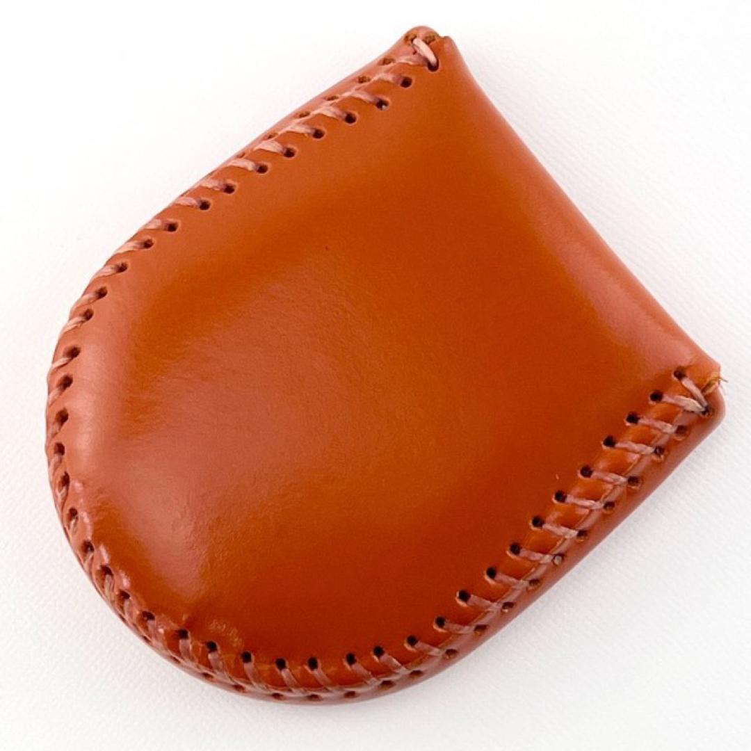 本革コインケース 小銭入れ 完全手作り 手縫い コンパクト オレンジ 極小 ミニ財布 コインケース 高級感 上品 上質の画像5