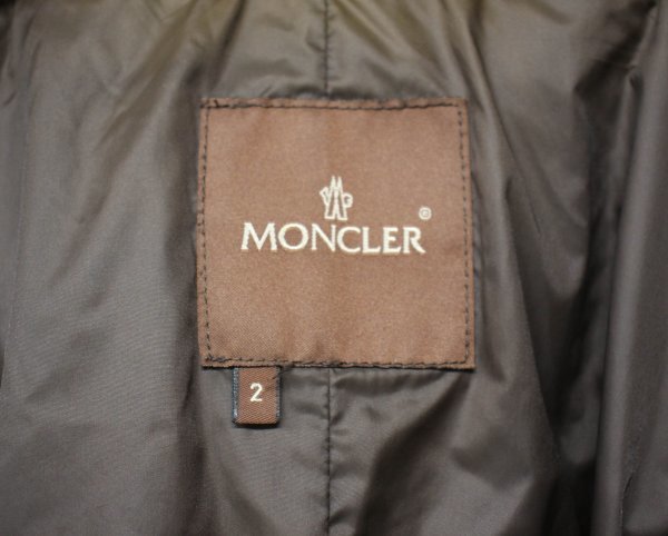 ◆ MONCLER / モンクレール ダウンジャケット 表記サイズ：2 ロング丈 茶タグ ブロックキルト スタンドカラー ブラウン系 142365_画像8
